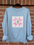 Light Blue Garden Party Quilt Block Sweatshirt