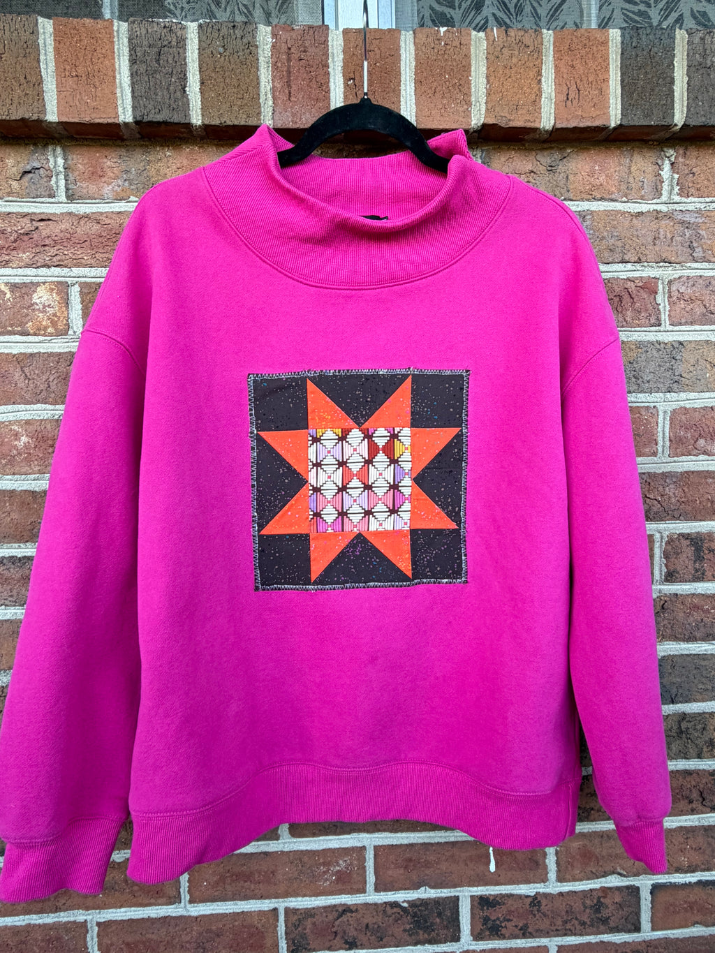 Pink Star Quilt Block Sweatshirt