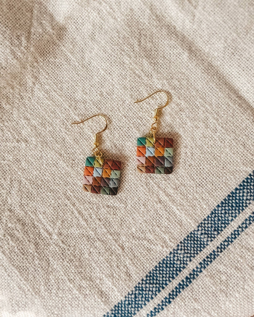 Fall Quilt Block Dangle Earrings (Seasonal)