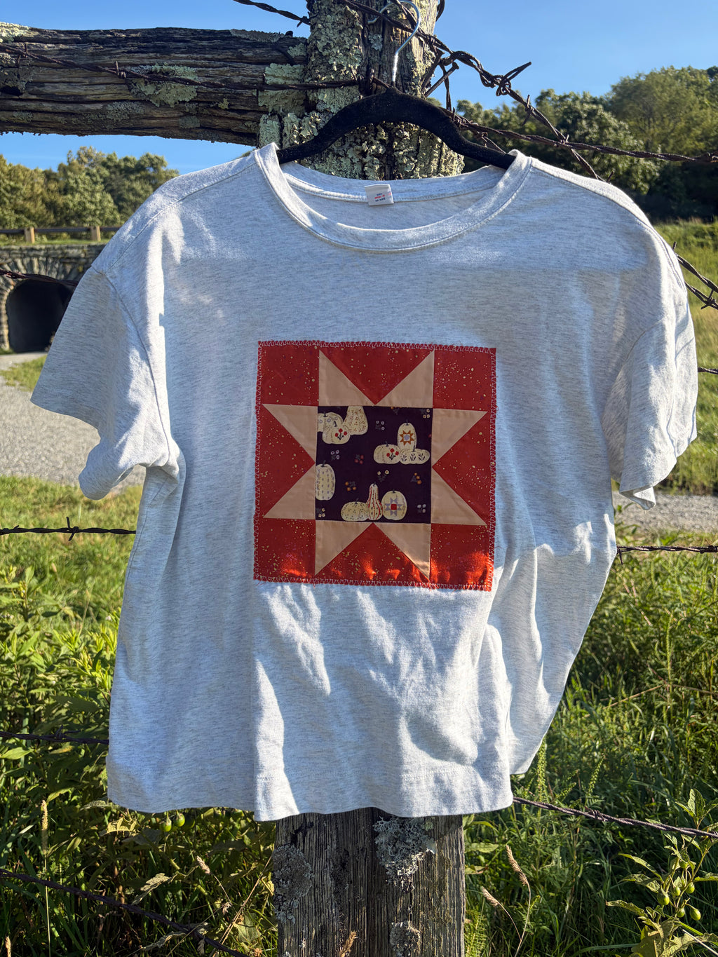 Quilty Pumpkin Upcycled T-Shirt