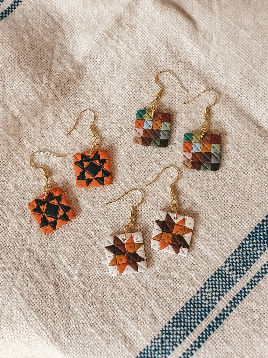 Fall Quilt Block Dangle Earrings (Seasonal)